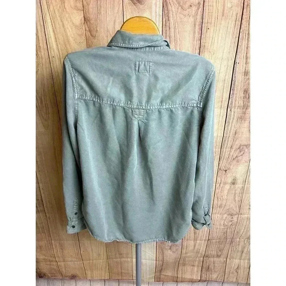 American Eagle Olive Green Button Down Utility Boyfriend Fit Shirt Size XS - Picture 6 of 8